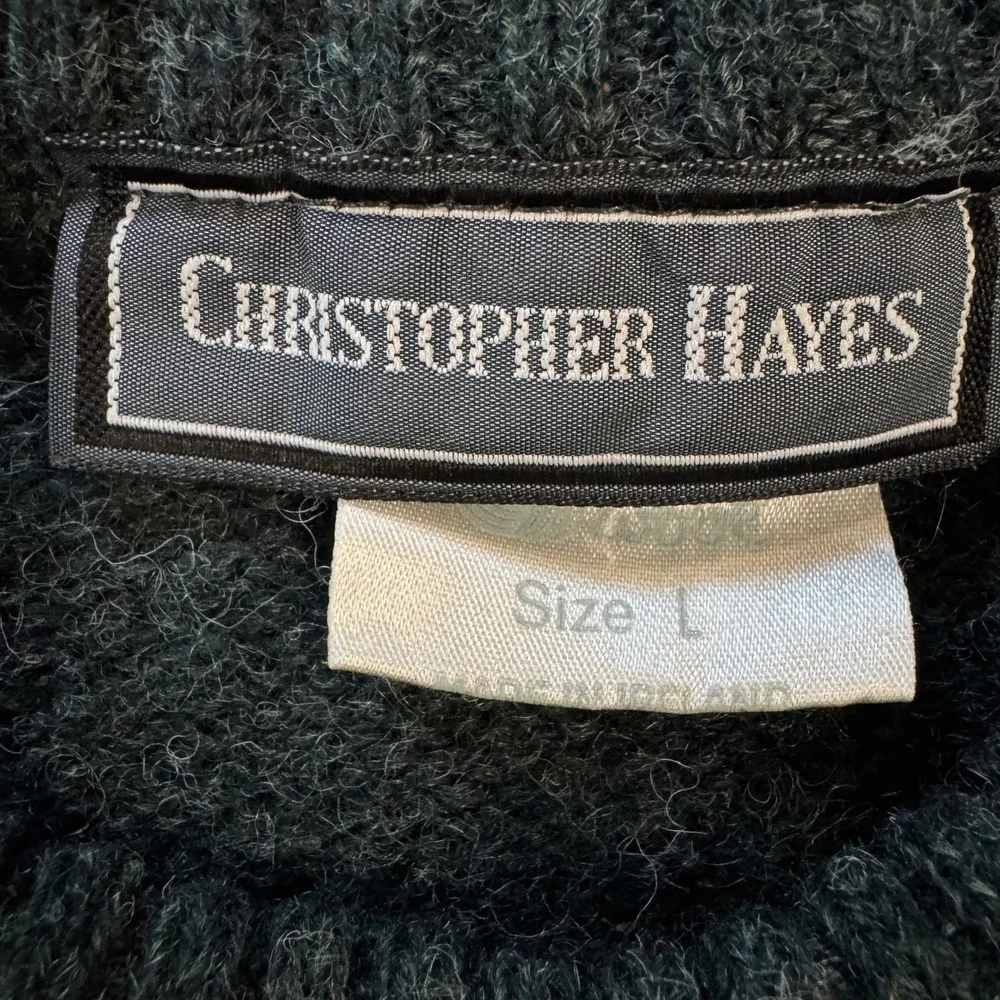 VTG 80s 90s Christopher Hayes Irish Shetland Wool Plaid Sweater Size L Fits M